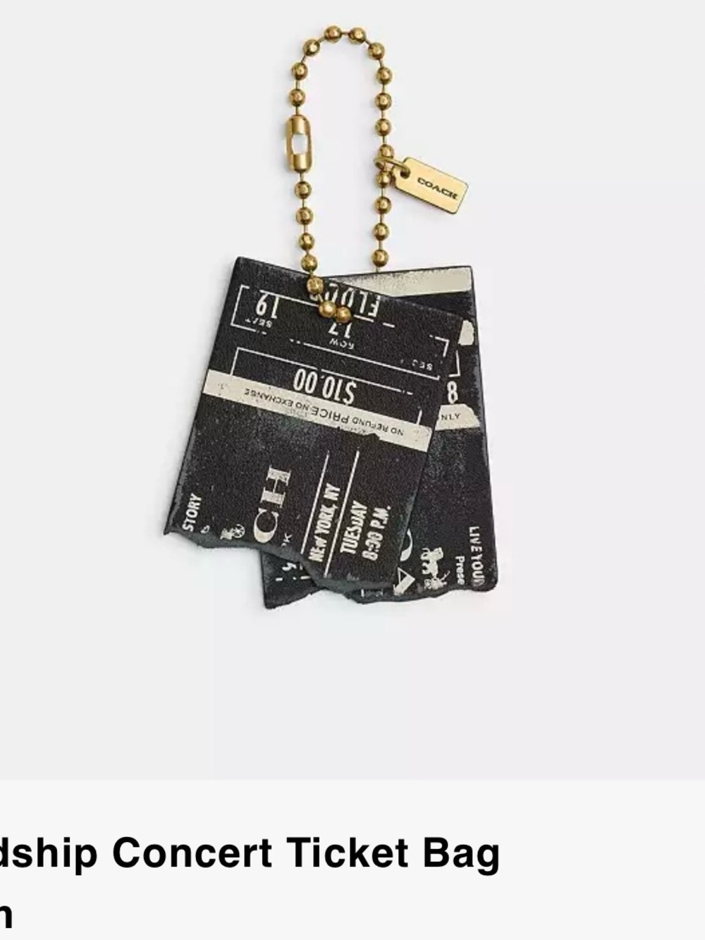 Coach ticket bag charm